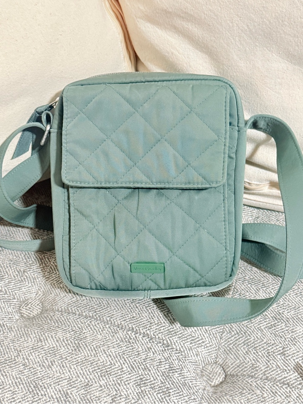 NEW Vera Bradley Quilted Crossbody Messenger Bag - Sage WITH MATCHING WALLET